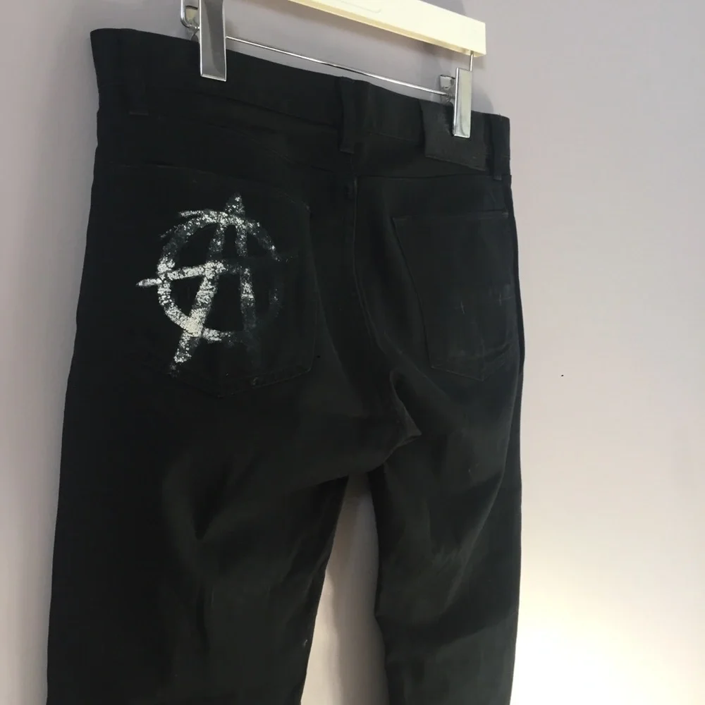 Ralph Lauren Ripped + Distressed Sons of Anarchy Style Black Jeans Denim 30 - Picture 9 of 11